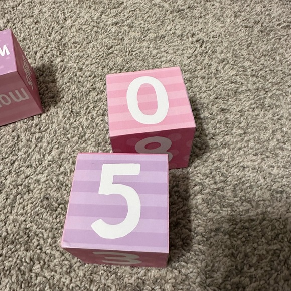 Tiny Ideas Progressive Time Photo Sharing Keepsake Age Blocks Pink & Purple - Picture 8 of 8